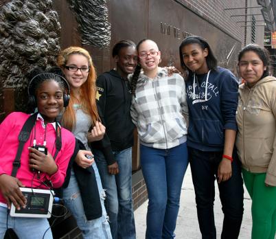 Students At 9/11 Memorial Wall